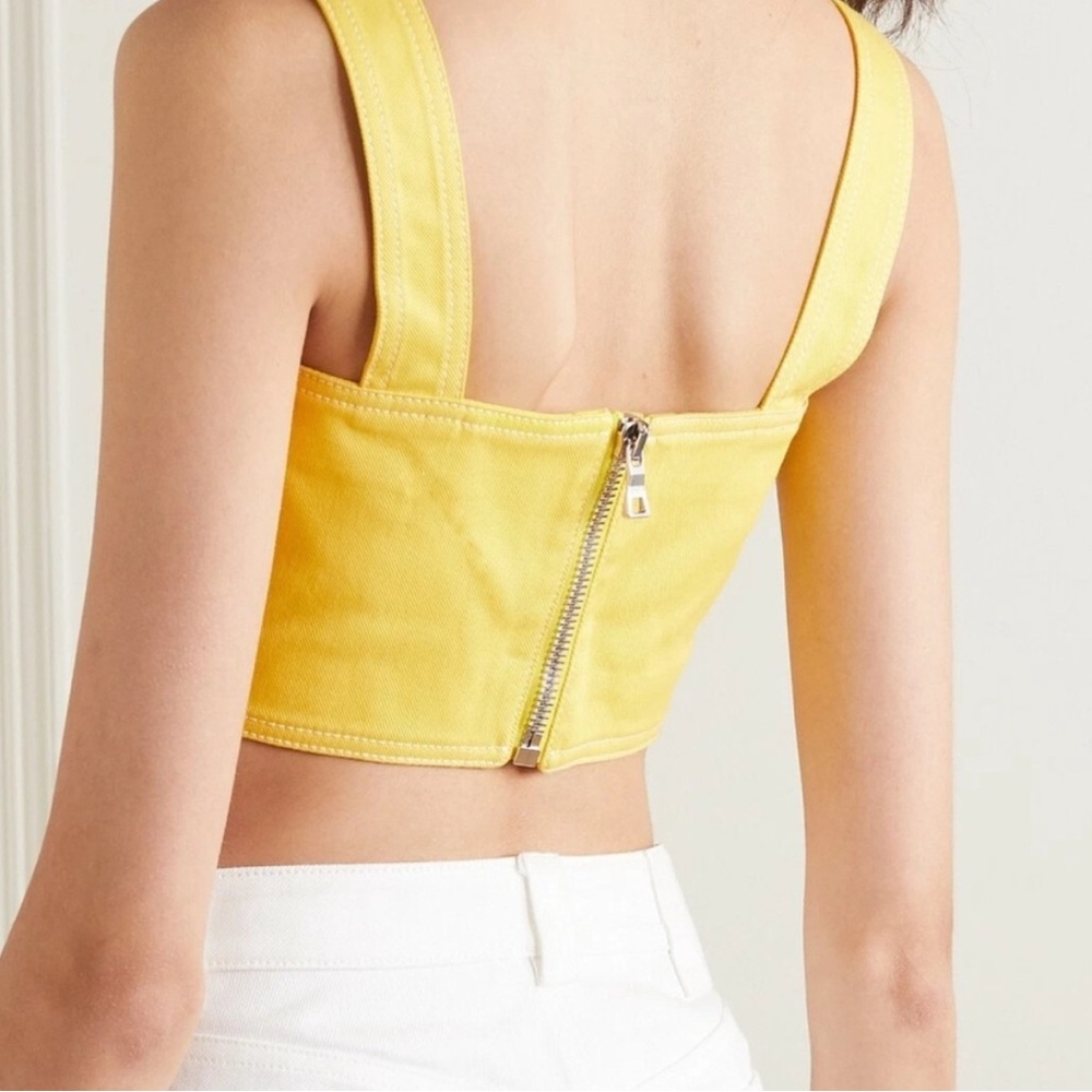 Balmain yellow cotton crop top made in Italy size 38 so cute! 🐝